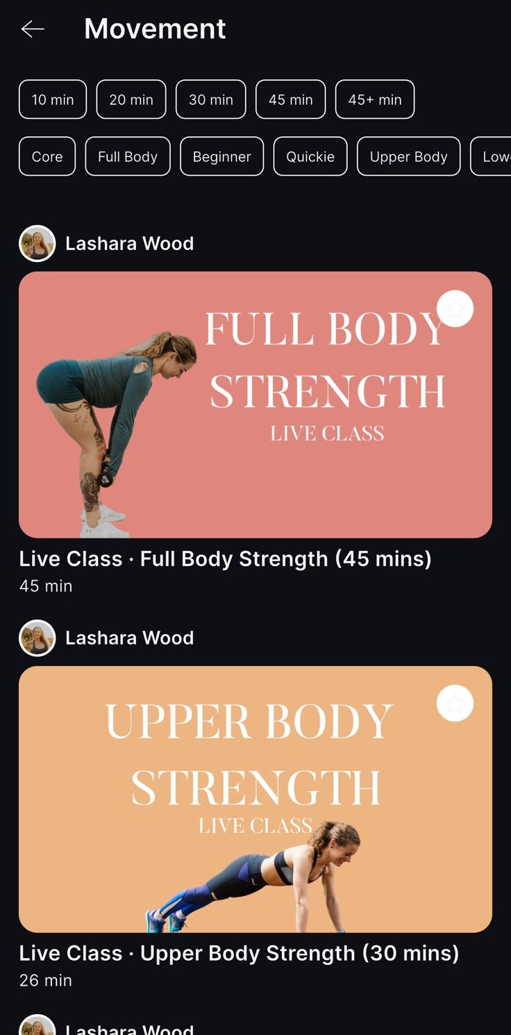 Fit Living app — Workouts