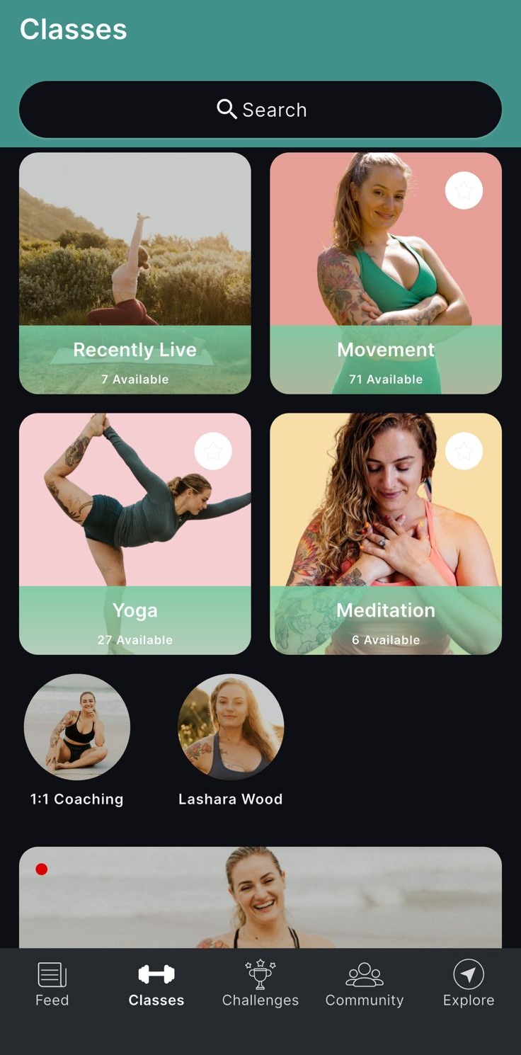 Fit Living app — Classes