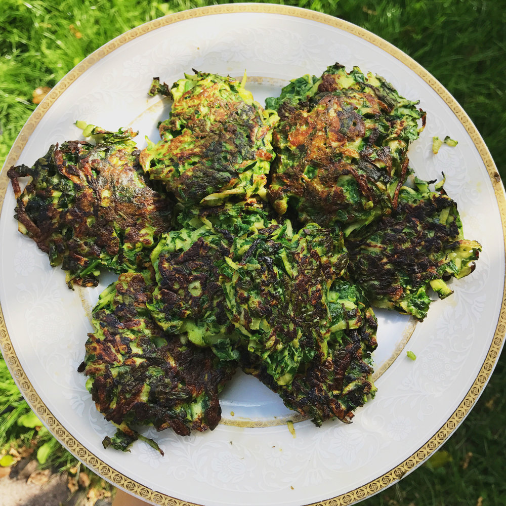 Cooked courgette fritter patties