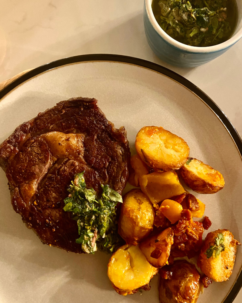 Steak and salsa verde, a valentine's special recipe