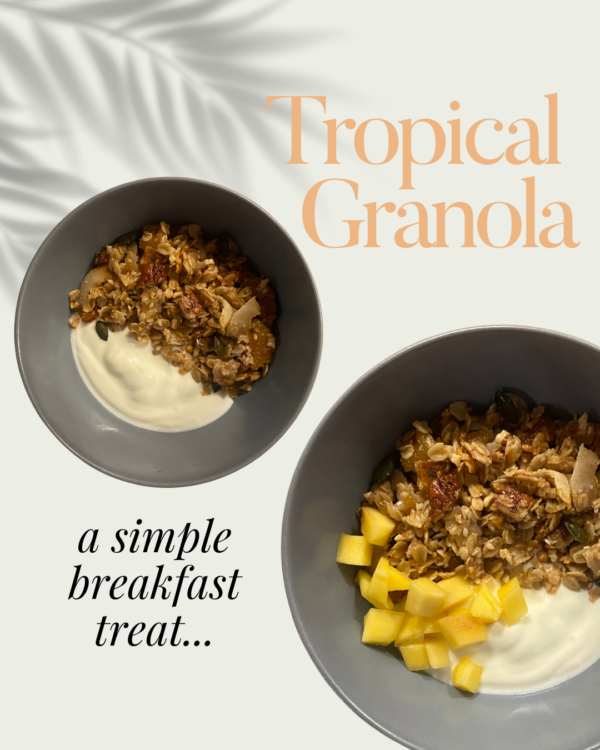 quick and easy tropical granola recipe to try as a breakfast idea and treat