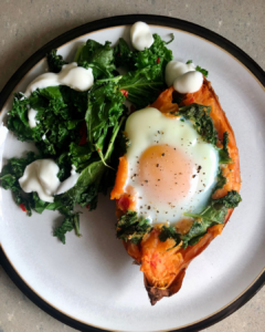 5 ingredient kale & sweet potato baked eggs