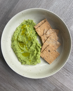 Broad bean & avocado dip snack recipe